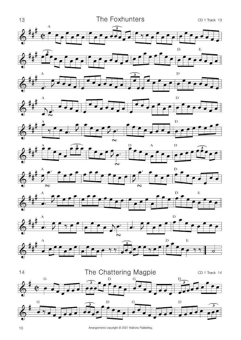 Sheet music for 'The Foxhunters' and 'The Chattering Magpie' by The Foxhunters on a white background.