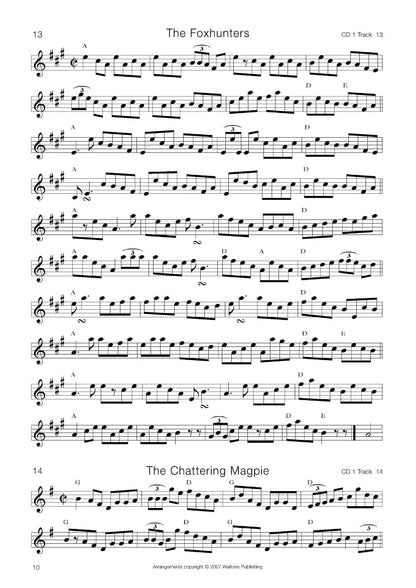 Sheet music for 'The Foxhunters' and 'The Chattering Magpie' by The Foxhunters on a white background.