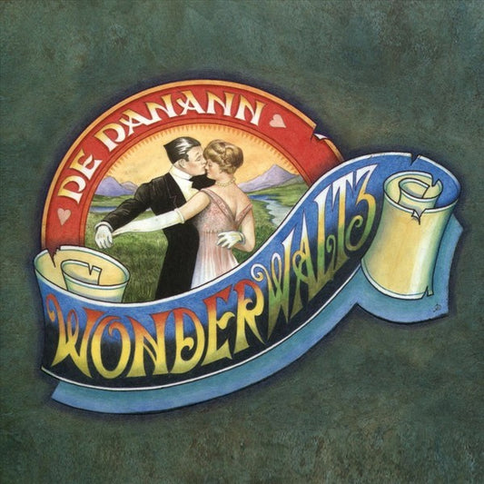 Vintage-style logo with a couple and the text 'De Panann Wonder Waltz' on a green background.